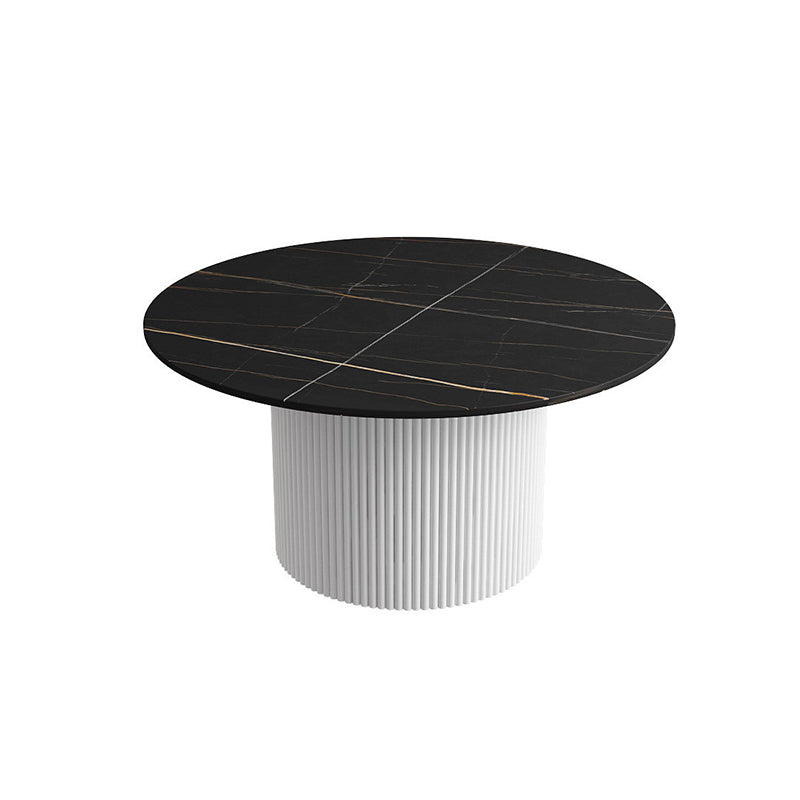 Modern Style Black/white Rock Slab Top Metal Craft Round Coffee Table