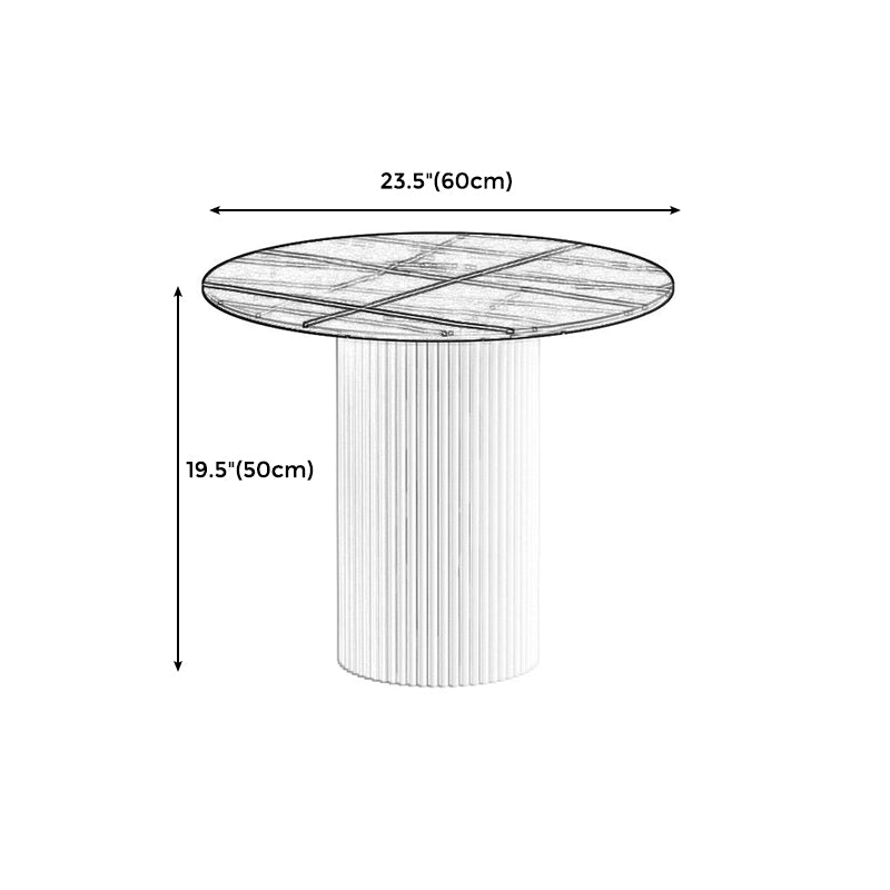 Modern Style Black/white Rock Slab Top Metal Craft Round Coffee Table