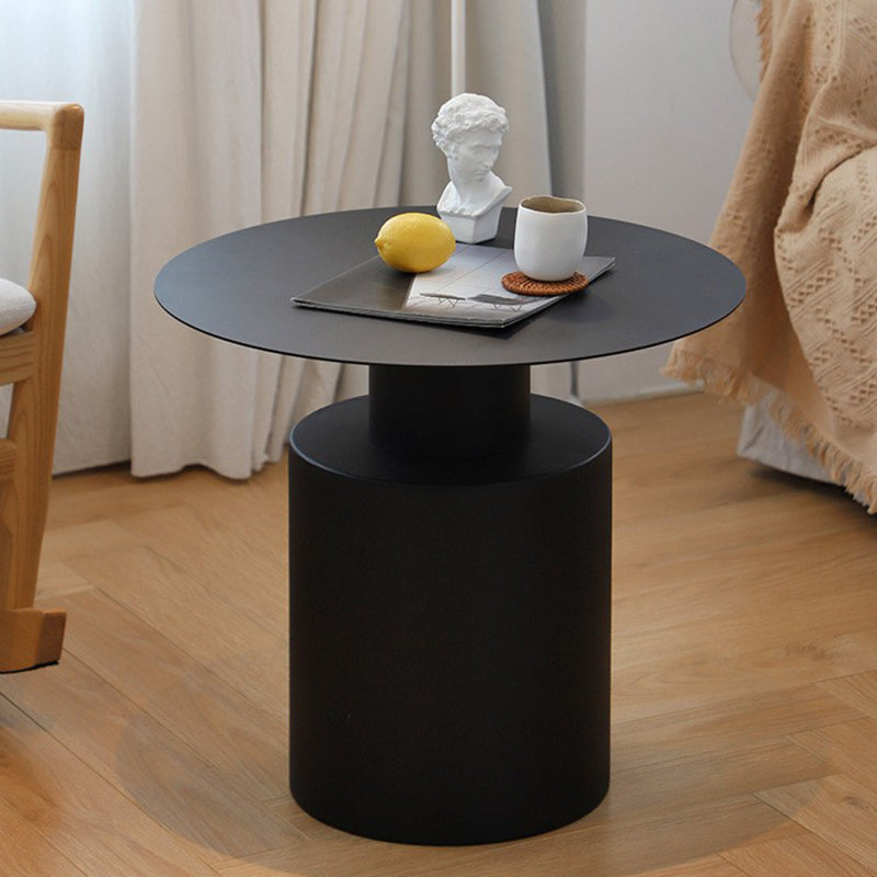 Black/White Pedestal Coffee Table Metal Round Cocktail Table