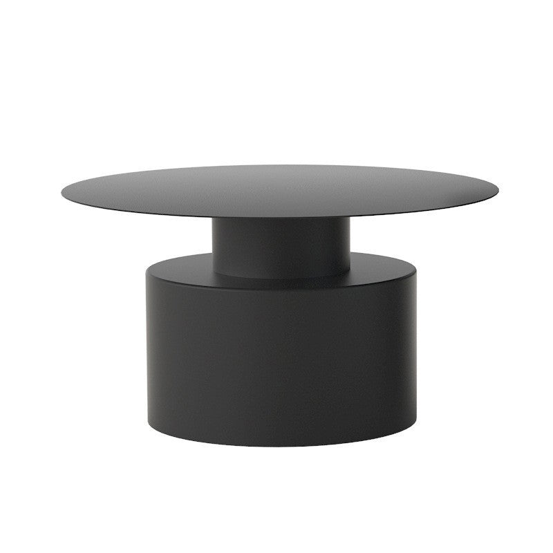 Black/White Pedestal Coffee Table Metal Round Cocktail Table