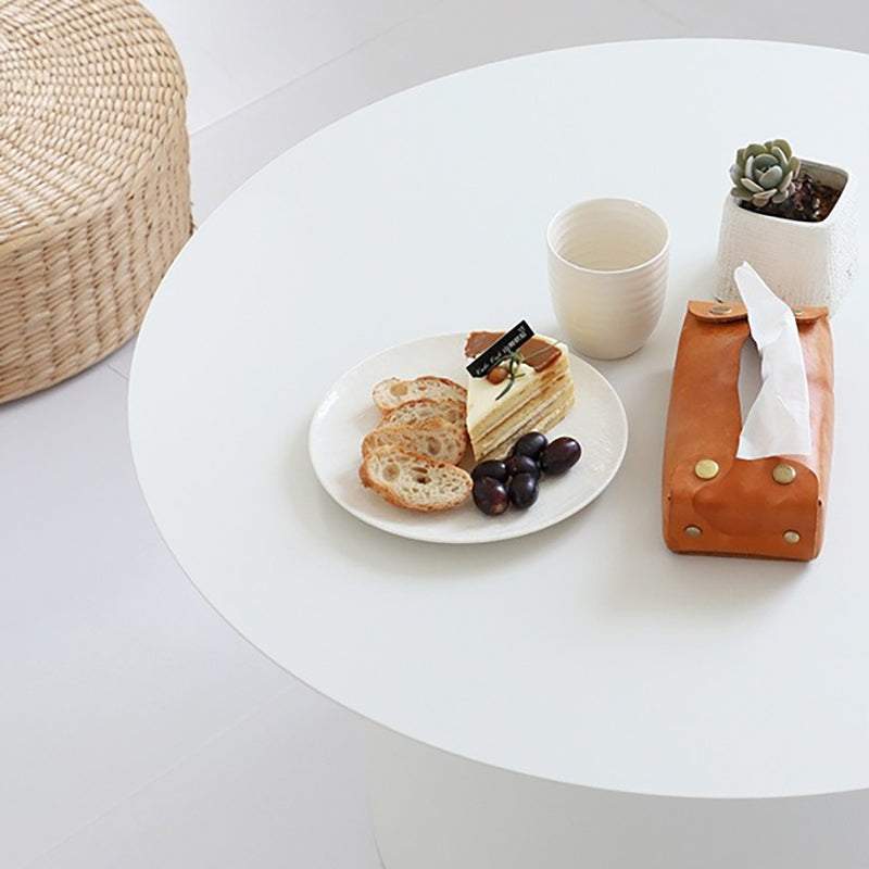 Black/White Pedestal Coffee Table Metal Round Cocktail Table