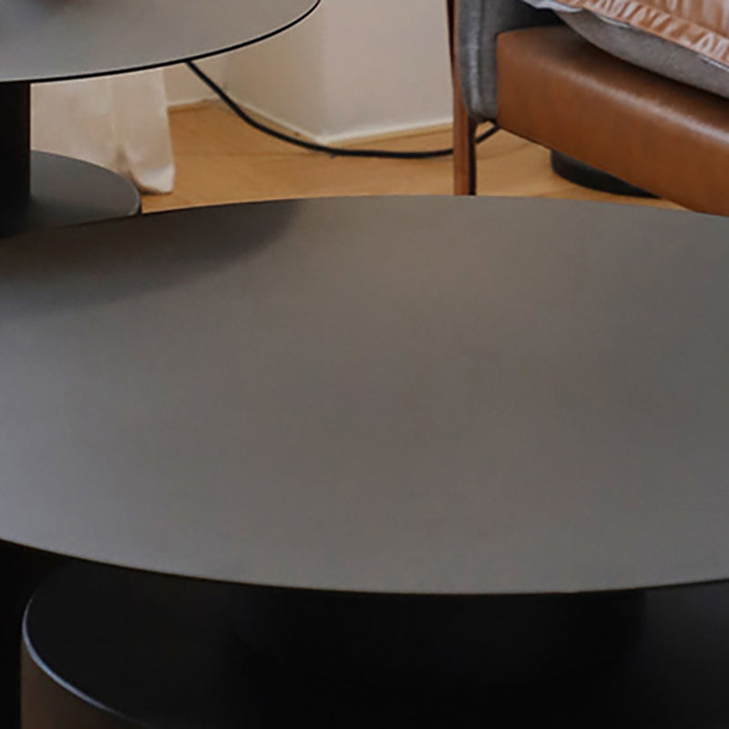 Black/White Pedestal Coffee Table Metal Round Cocktail Table