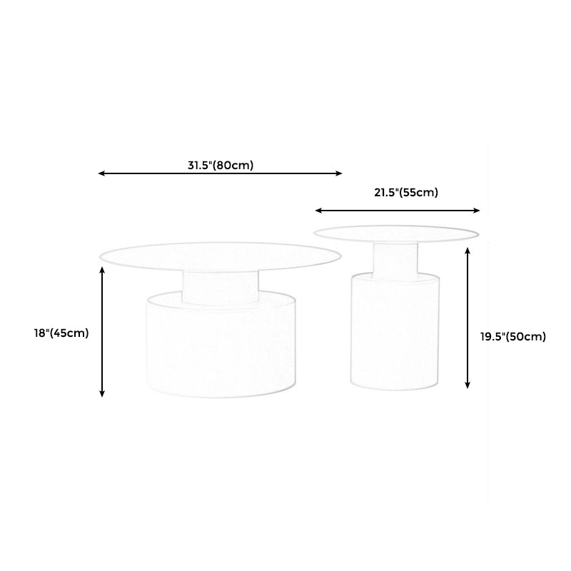 Black/White Pedestal Coffee Table Metal Round Cocktail Table