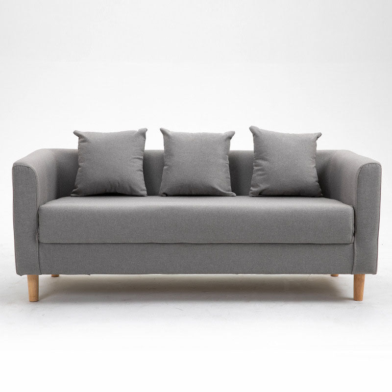 Contemporary Square Arm Standard Settee Couch with Pillows for 3 People
