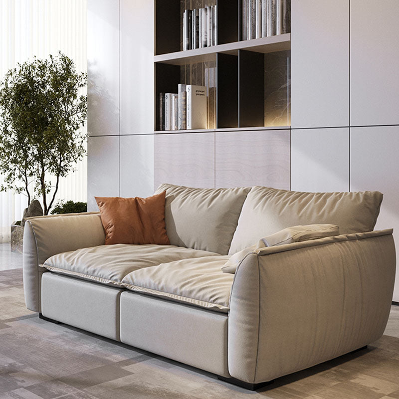 Stain Resistant Stationary Slipcovered Faux Leather Cushions Settee