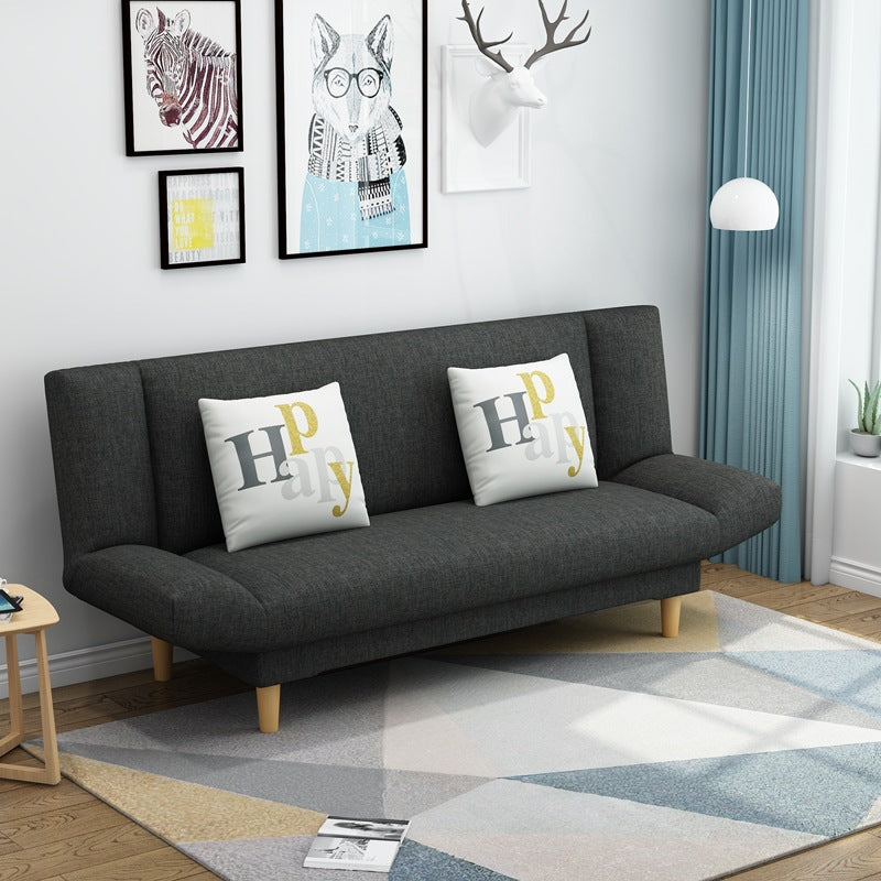 Linen Armless Sleeper with 2 Pillows Back for Apartment and Living Room