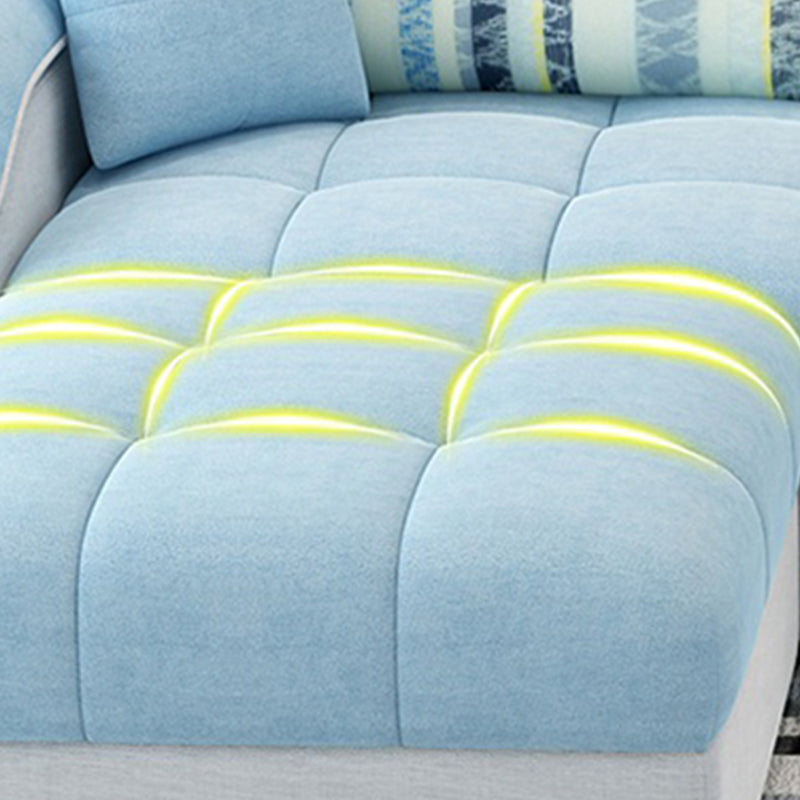 Sloped Arms Faux Leather and Cotton Blend Sectionals Sofa for Four People