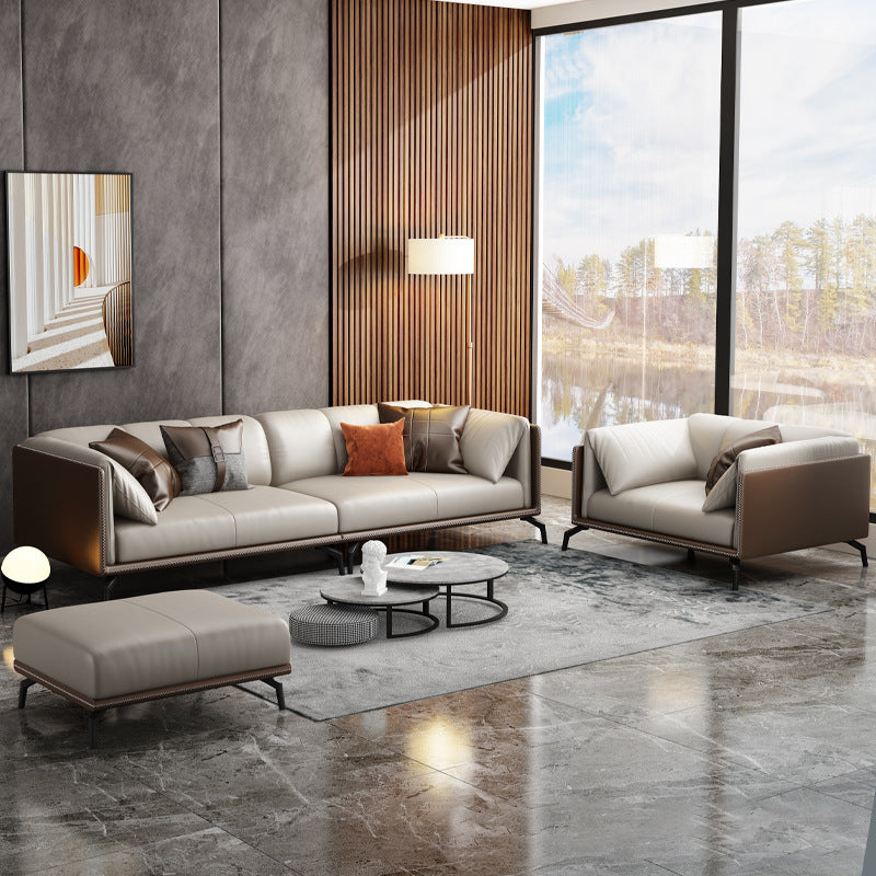 Genuine Leather Pillow Top Arm Modern Sofa/Sectional with Removable Cushions for Apartment