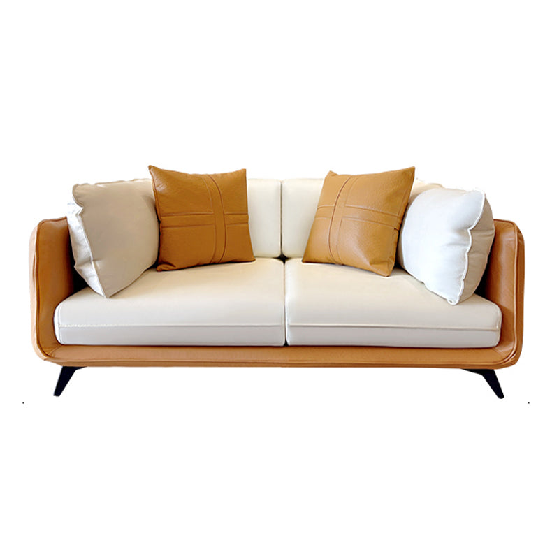Stain-Resistant Faux Leather Square Arm Sofa/Sectional with Removable Cushions