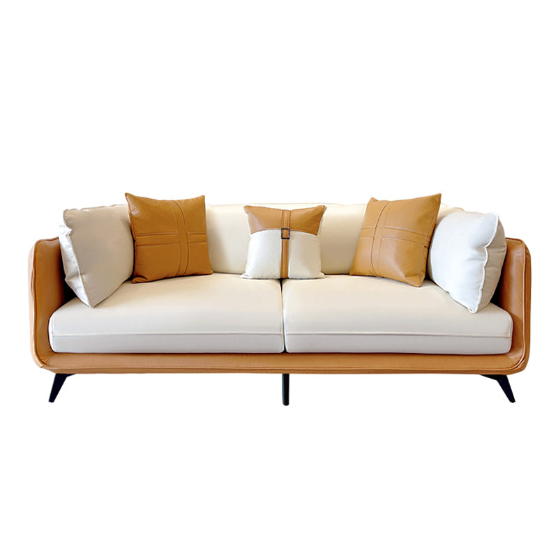 Stain-Resistant Faux Leather Square Arm Sofa/Sectional with Removable Cushions