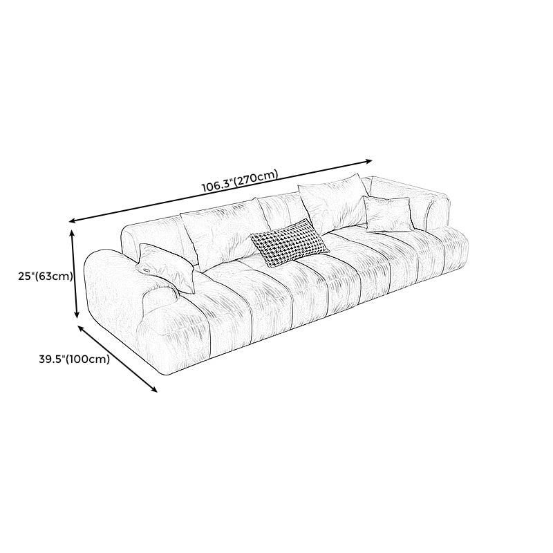 Velvet Round Arm Sectionals 24.8"High Tight Back Sofa with 4 Pillows