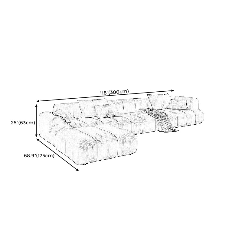 Velvet Round Arm Sectionals 24.8"High Tight Back Sofa with 4 Pillows