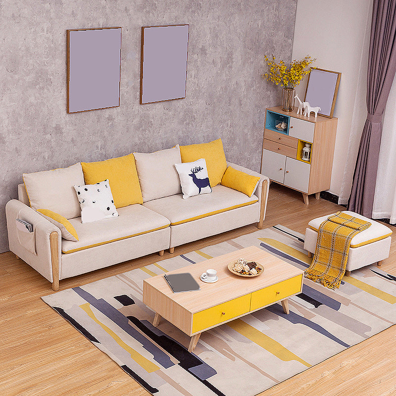 122.05"D x 35.43"W x 34.25"H Pillow Top Arm Cushion Back Sectionals with Ottoman