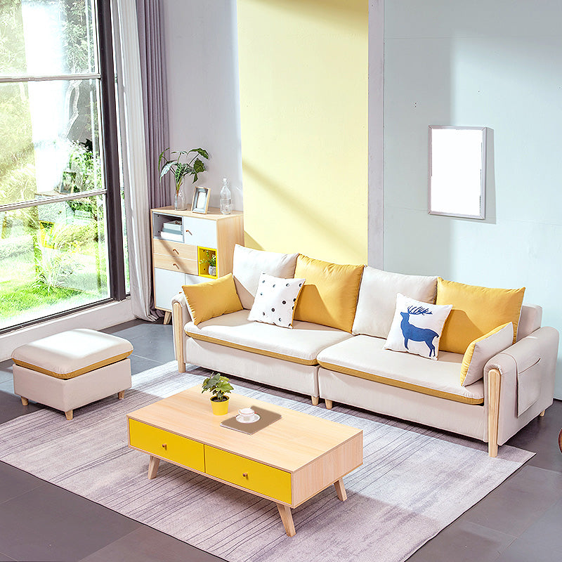 122.05"D x 35.43"W x 34.25"H Pillow Top Arm Cushion Back Sectionals with Ottoman