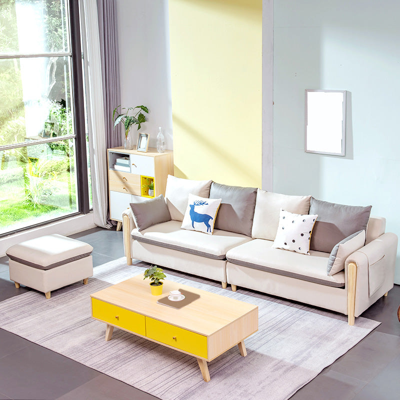 122.05"D x 35.43"W x 34.25"H Pillow Top Arm Cushion Back Sectionals with Ottoman