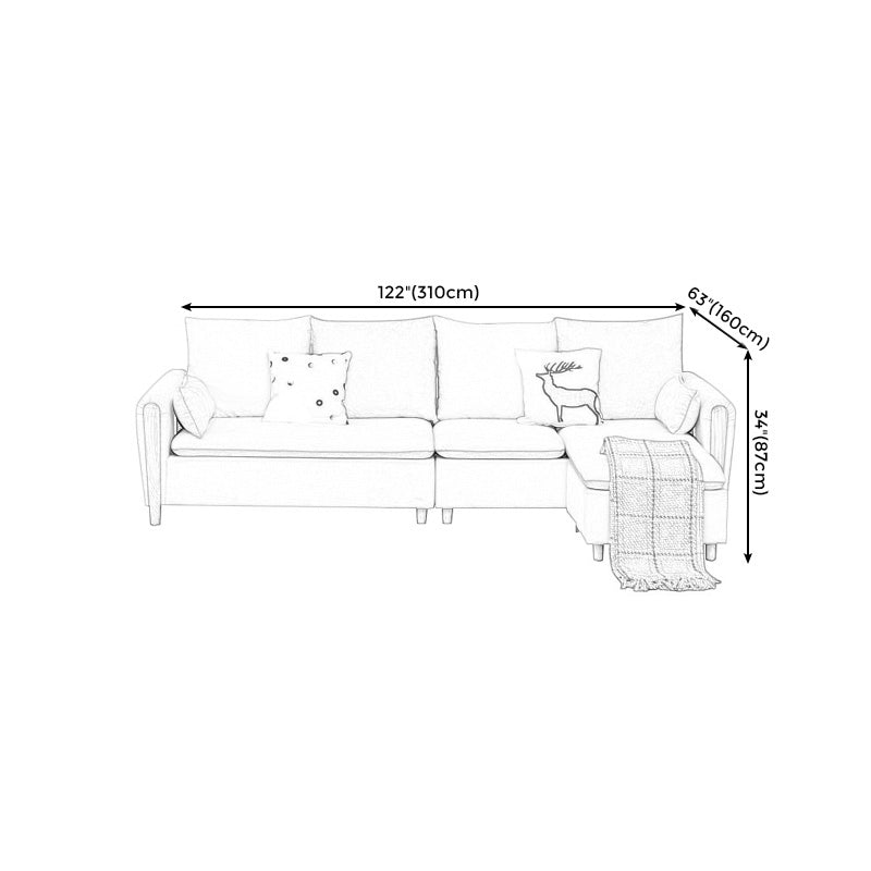 122.05"D x 35.43"W x 34.25"H Pillow Top Arm Cushion Back Sectionals with Ottoman