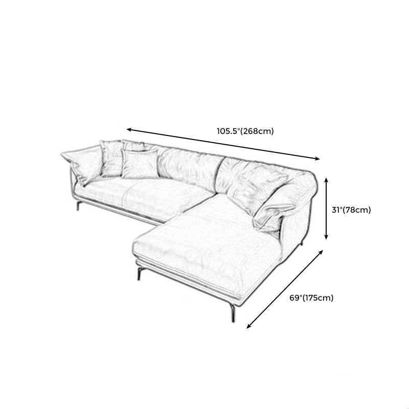 Scandinavian Orange Genuine Leather Pillow Top Arm Sofa/Sectional for Living Room