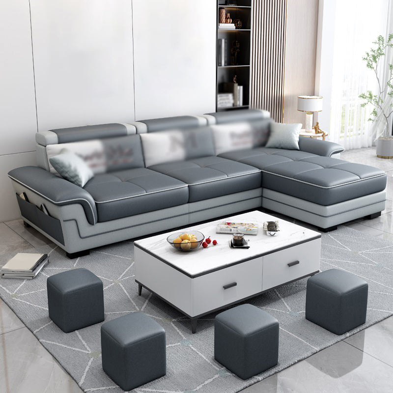 82.68"D x 33.46"W x 35.43"H Pillow Top Arm Cushion Back Sectionals with Ottoman