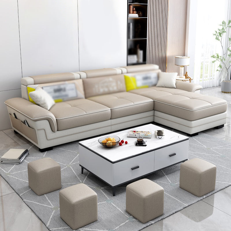 82.68"D x 33.46"W x 35.43"H Pillow Top Arm Cushion Back Sectionals with Ottoman