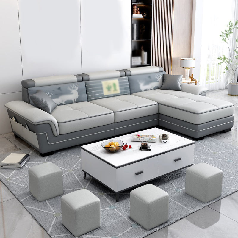 82.68"D x 33.46"W x 35.43"H Pillow Top Arm Cushion Back Sectionals with Ottoman