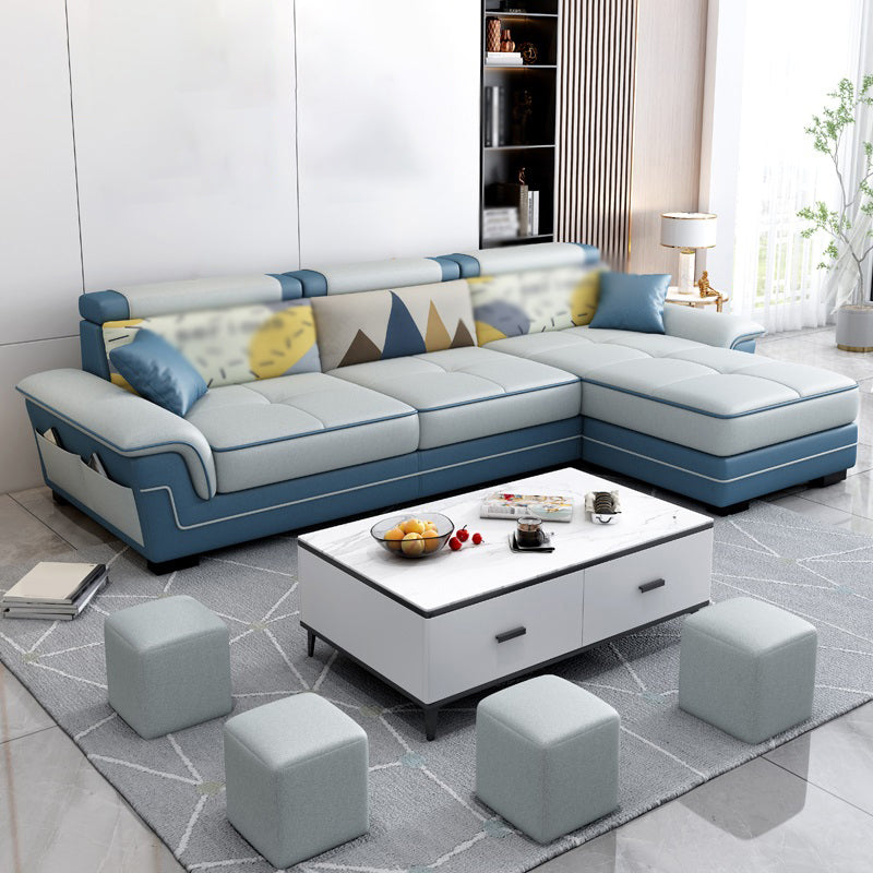 82.68"D x 33.46"W x 35.43"H Pillow Top Arm Cushion Back Sectionals with Ottoman