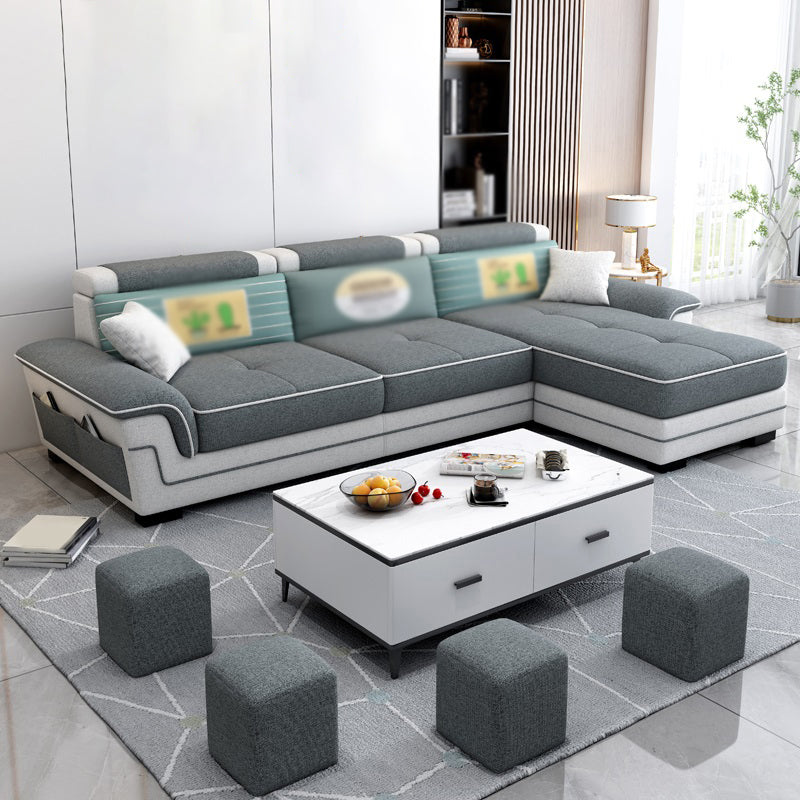 82.68"D x 33.46"W x 35.43"H Pillow Top Arm Cushion Back Sectionals with Ottoman