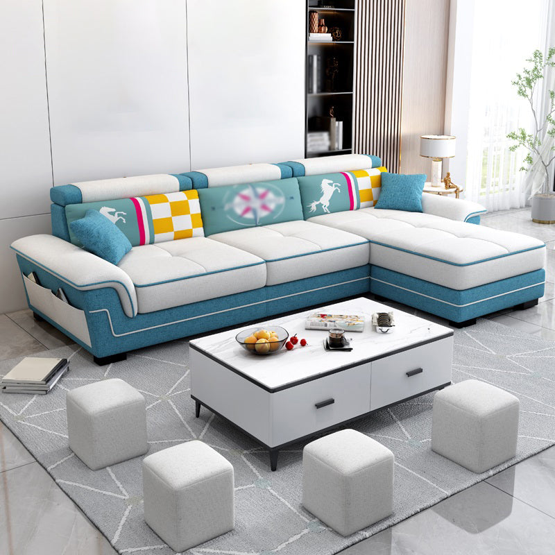 82.68"D x 33.46"W x 35.43"H Pillow Top Arm Cushion Back Sectionals with Ottoman