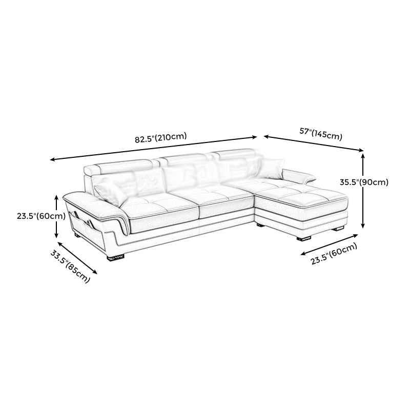 82.68"D x 33.46"W x 35.43"H Pillow Top Arm Cushion Back Sectionals with Ottoman