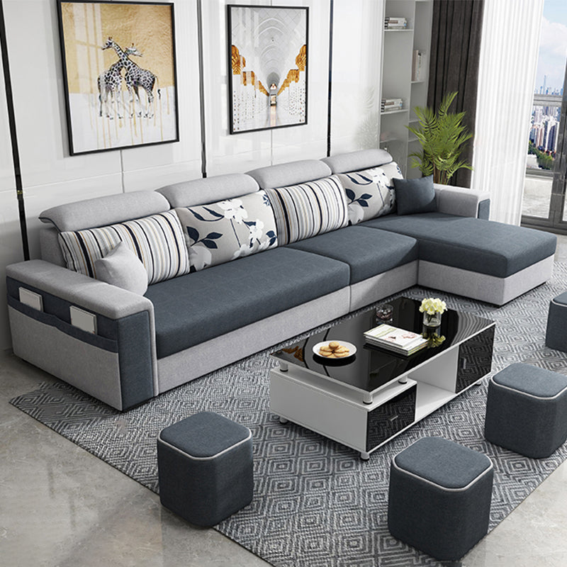 Dark Gray Removable Cushions Pillow Top Arm Sofa/Sectional with Slipcover and Storage