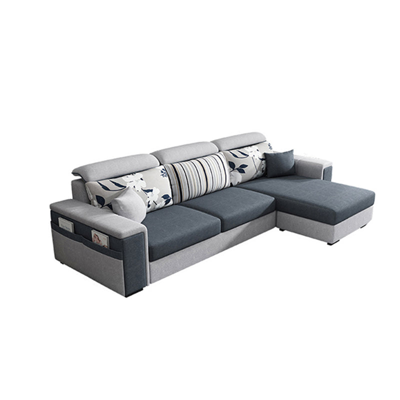 Dark Gray Removable Cushions Pillow Top Arm Sofa/Sectional with Slipcover and Storage