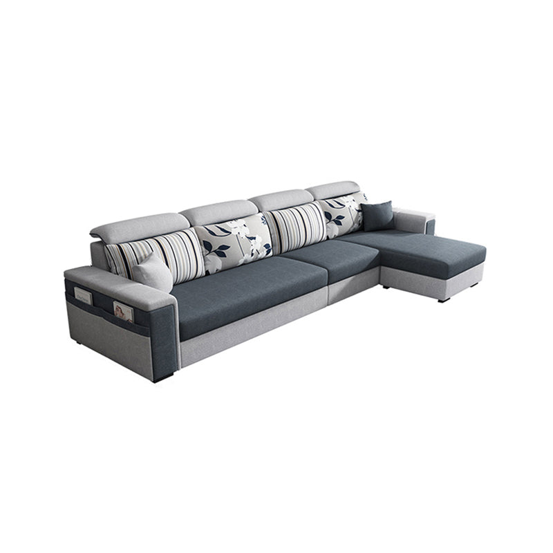 Dark Gray Removable Cushions Pillow Top Arm Sofa/Sectional with Slipcover and Storage