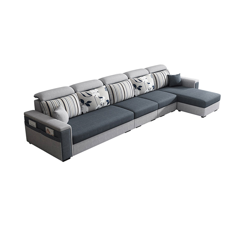 Dark Gray Removable Cushions Pillow Top Arm Sofa/Sectional with Slipcover and Storage