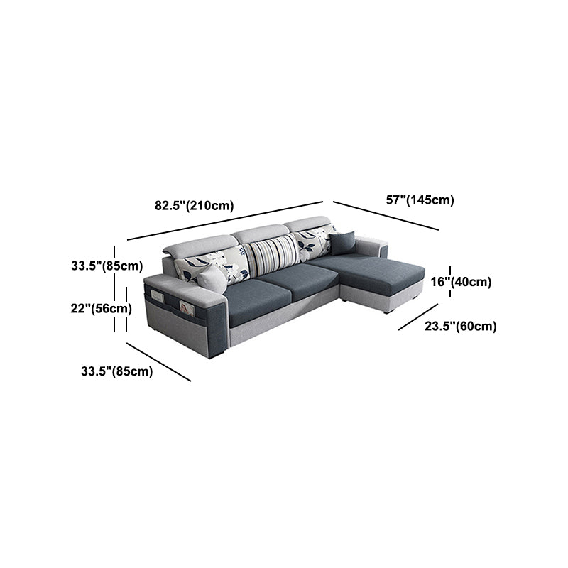 Dark Gray Removable Cushions Pillow Top Arm Sofa/Sectional with Slipcover and Storage