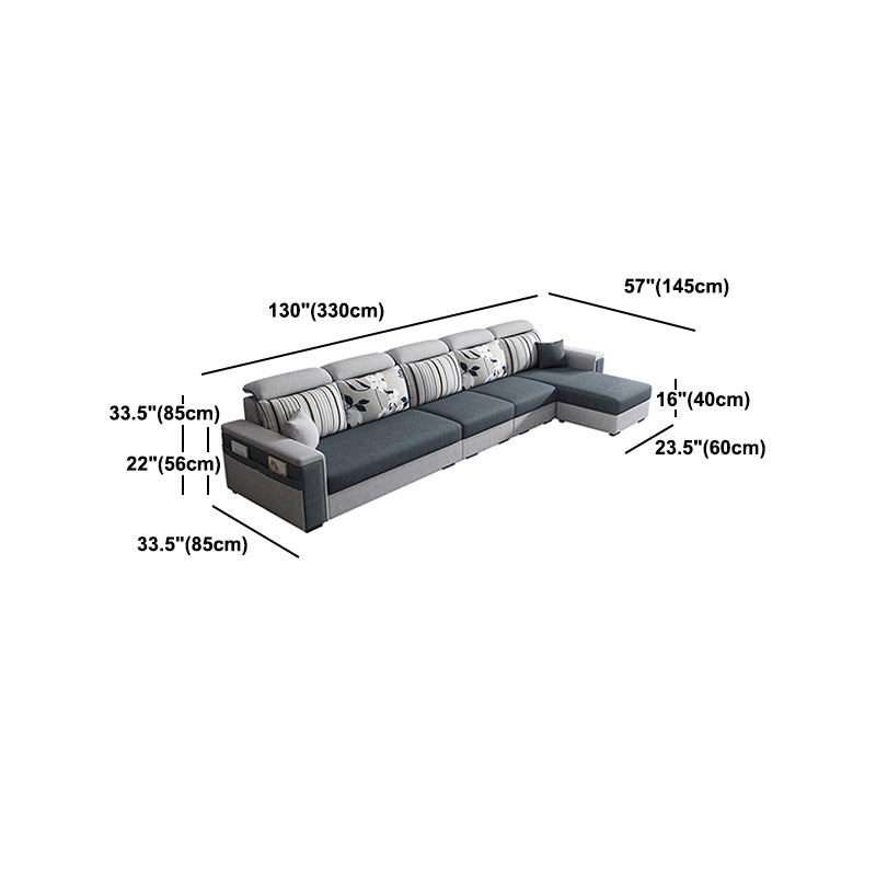 Dark Gray Removable Cushions Pillow Top Arm Sofa/Sectional with Slipcover and Storage