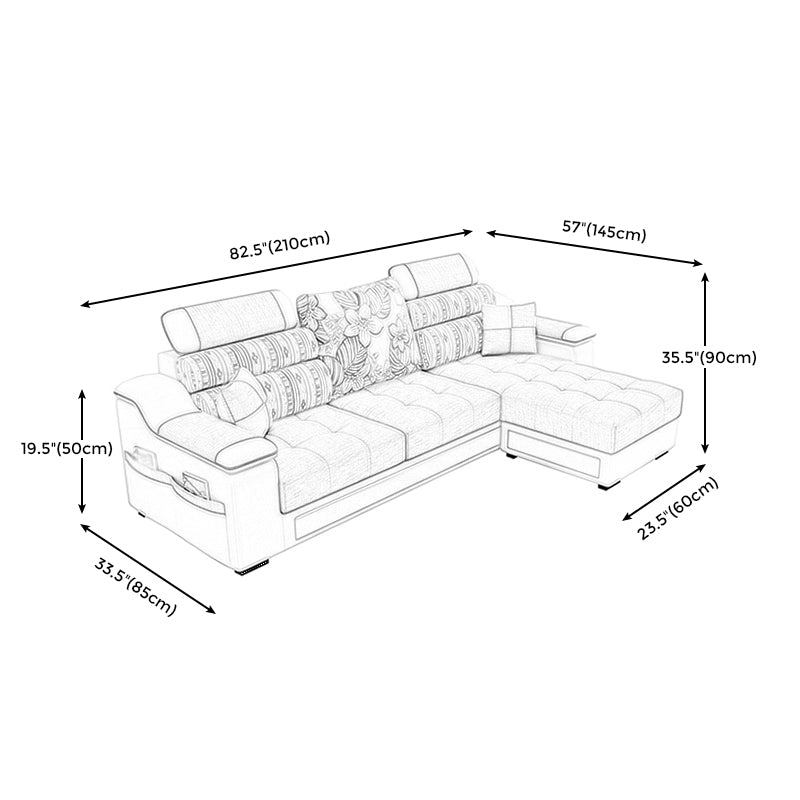 82.68"W √ó 57.09"D √ó35.43"H Sloped Arms Sectionals with Slipcovers and Storage