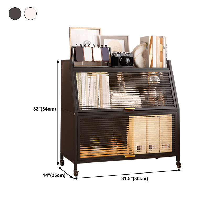 13.78"W Bookshelf Contemporary Style Bookcase for Home Study Room with Casters
