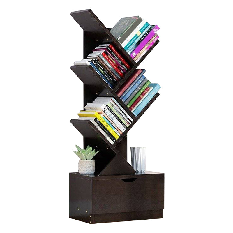 8.46"W Bookshelf Scandinavian Style Bookcase for Home Study Room with 1 Drawer