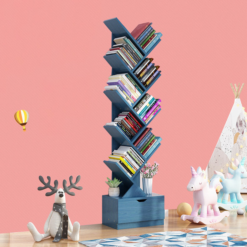 8.46"W Bookshelf Scandinavian Style Bookcase for Home Study Room with 1 Drawer