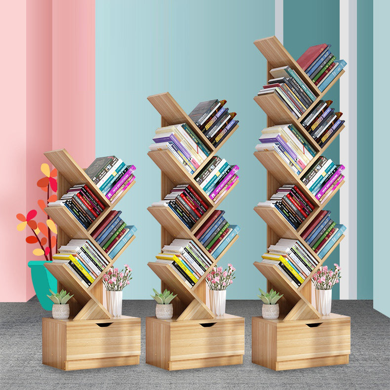 8.46"W Bookshelf Scandinavian Style Bookcase for Home Study Room with 1 Drawer