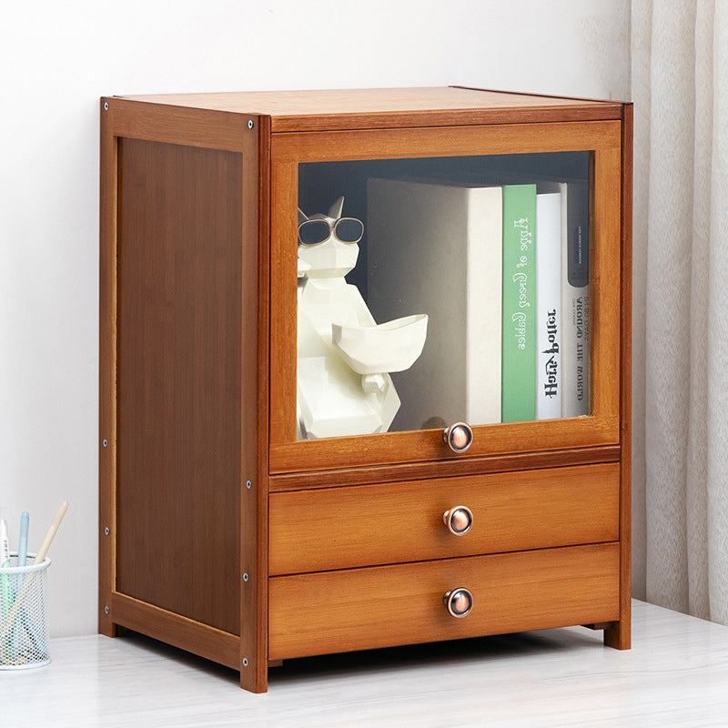 Brown Shelf Bookcase with Doors Standard Bookcase for Office