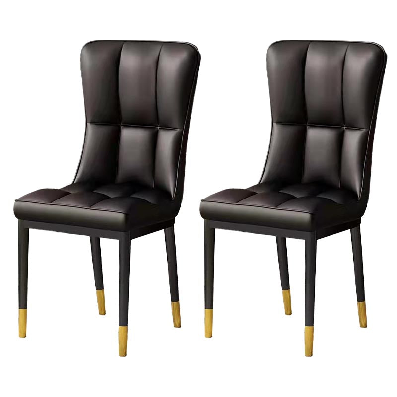 Glam Chair Parsons Chair Leather Dining Furniture in Matte Finish