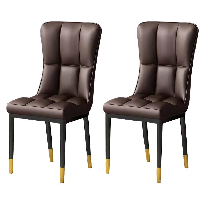 Glam Chair Parsons Chair Leather Dining Furniture in Matte Finish