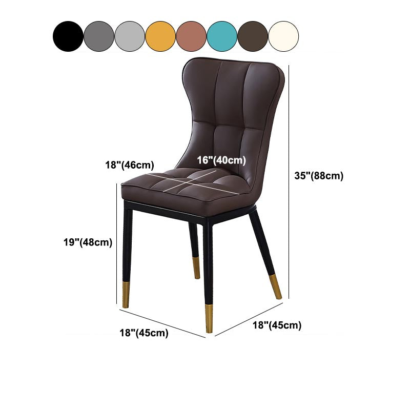 Glam Chair Parsons Chair Leather Dining Furniture in Matte Finish