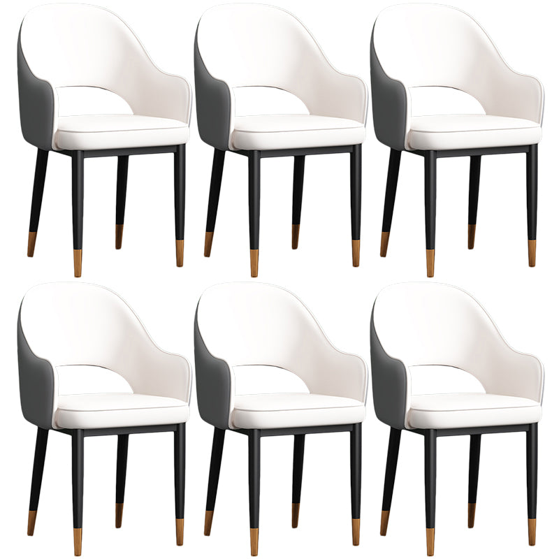 Scandinavian Meeting Room Open Back Arm Chair Matte Finish Leather Dining Chair