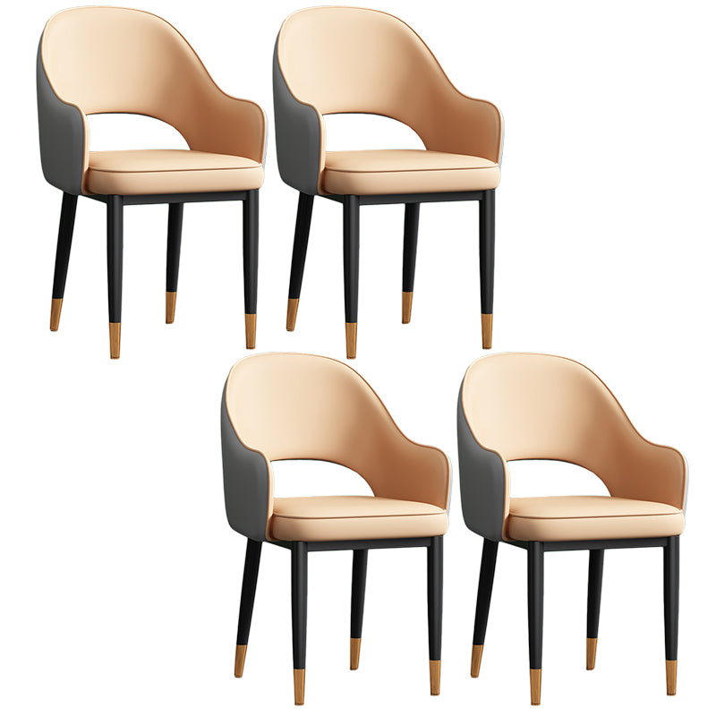 Scandinavian Meeting Room Open Back Arm Chair Matte Finish Leather Dining Chair
