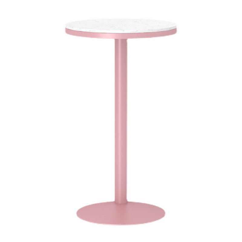 1/3/4/5 Pieces Industrial Pink Bar Table Set Round Bistro Set with White Faux Marble Top