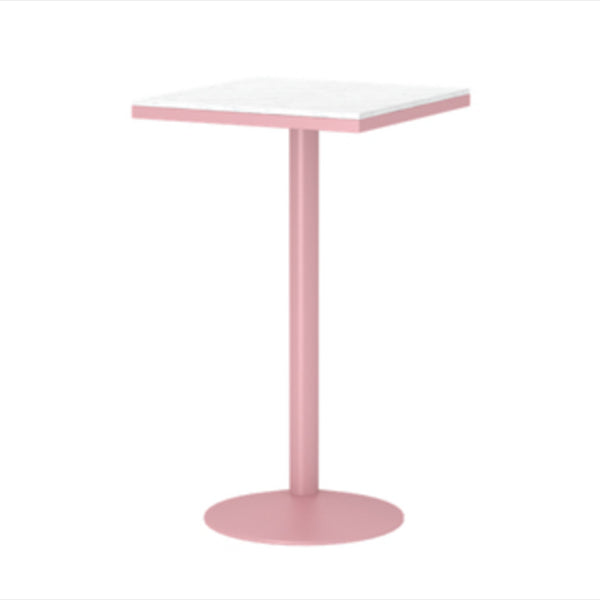 1/3/4/5 Pieces Industrial Pink Bar Table Set Round Bistro Set with White Faux Marble Top
