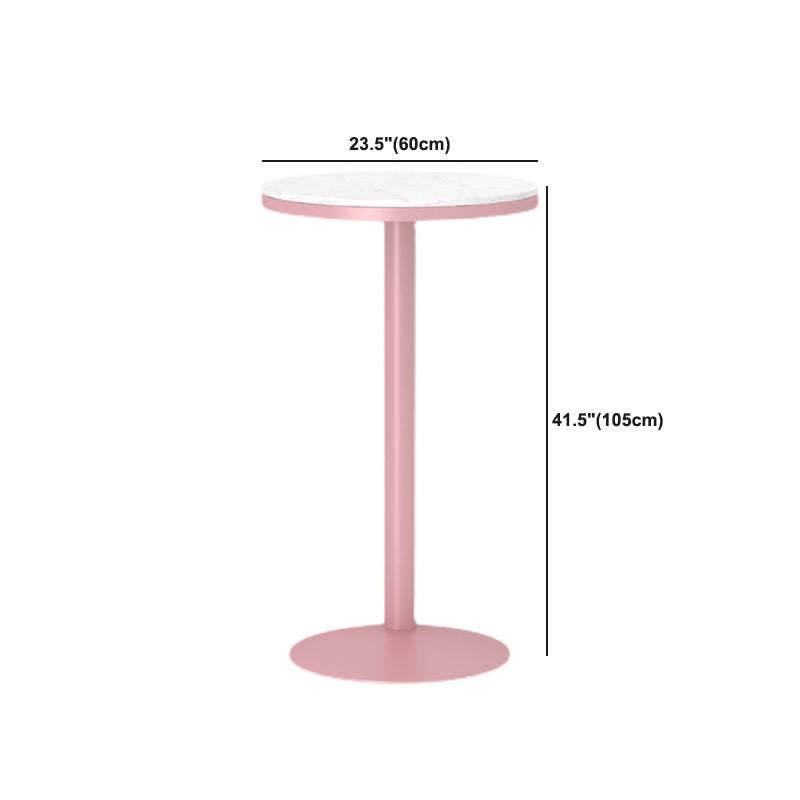 1/3/4/5 Pieces Industrial Pink Bar Table Set Round Bistro Set with White Faux Marble Top