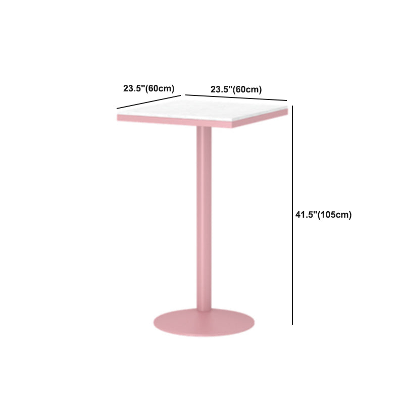 1/3/4/5 Pieces Industrial Pink Bar Table Set Round Bistro Set with White Faux Marble Top