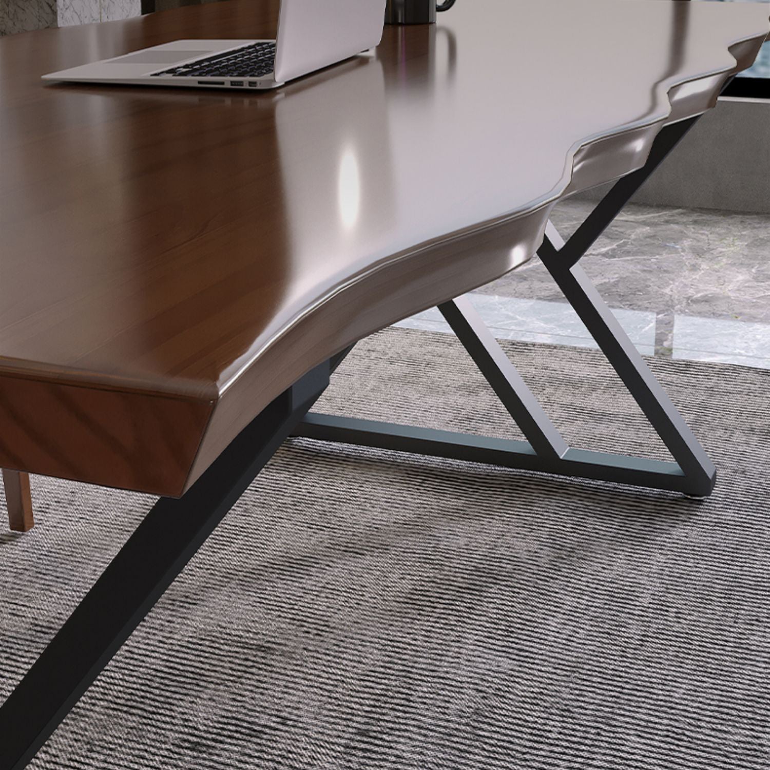 Industrial Dinette Set 1/2 Pieces Solid Wood and Metal Dining Table Set